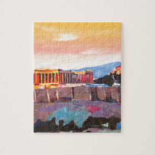 Athens Greece Acropolis At Sunset Jigsaw Puzzle