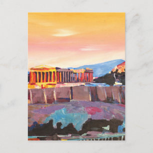 Athens Greece Acropolis At Sunset Postcard