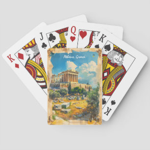 Athens Greece Acropolis Painting Playing Cards