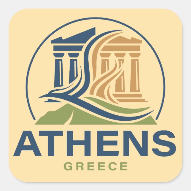 Athens Greece Acropolis Parthenon Square Sticker (Front)