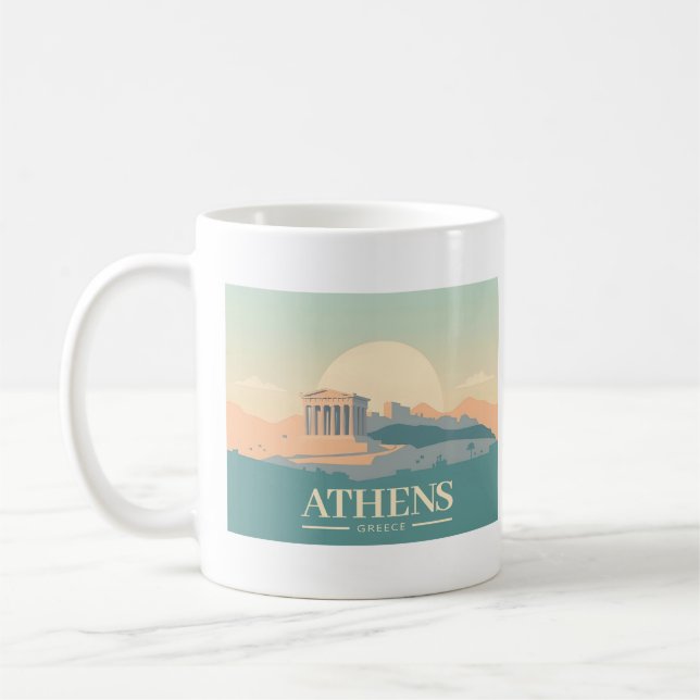 Athens Greece Acropolis Pastel Travel Coffee Mug (Left)