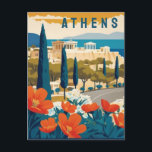 Athens Greece Acropolis Spring Flowers Travel Art Postcard<br><div class="desc">"athens ancient greece",  "acropolis parthenon columns ruins",  "erechtheion historian vacation",  "filopappou hill",  "floral spring flowers history",  "classics student teacher gift",  "temple building classical architecture",  "classic famous landmark sight",  "travel painting illustration art",  "retro vintage tourist souvenir"</div>
