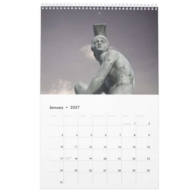 athens / greece calendar (Jan 2027)