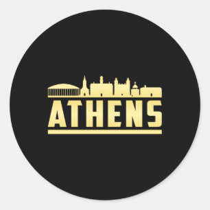 Athens Greece City Skyline Cityscape Funny Gift Classic Round Sticker