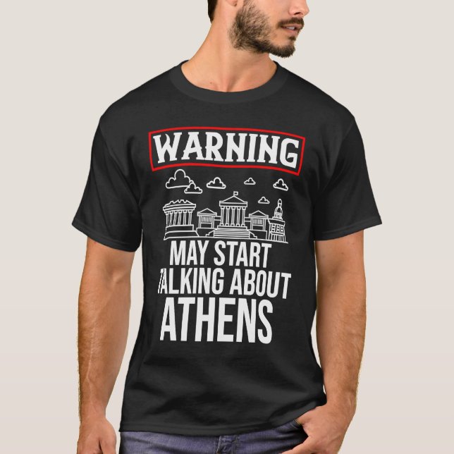 Athens Greece City Skyline Map Travel 1 T-Shirt (Front)