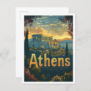Athens Greece Classic Art Retro Vintage Travel Postcard