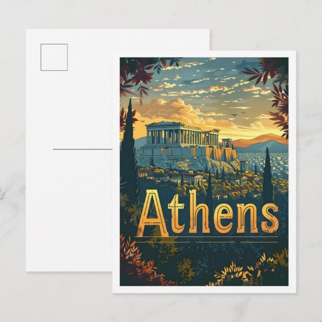 Athens Greece Classic Art Retro Vintage Travel Postcard (Front/Back)