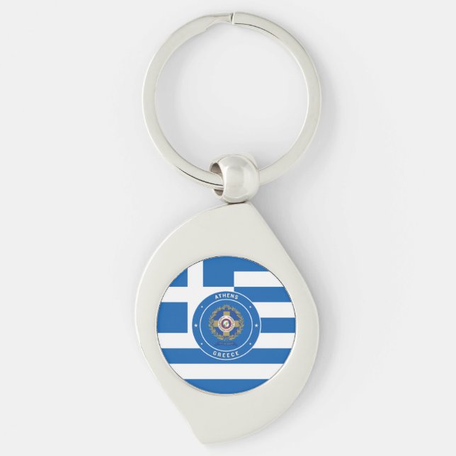 Athens, Greece Emblem & Flag Key Ring (Front)