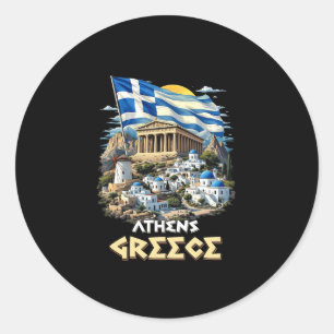 Athens Greece Flag Athens Souvenir Travel Vacation Classic Round Sticker