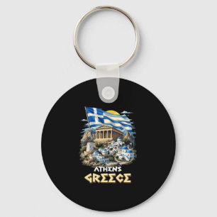 Athens Greece Flag Athens Souvenir Travel Vacation Key Ring