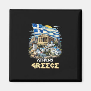 Athens Greece Flag Athens Souvenir Travel Vacation Magnet