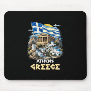 Athens Greece Flag Athens Souvenir Travel Vacation Mouse Pad