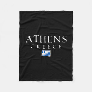 Athens Greece Flag Vacation Athens Souvenir Greek Fleece Blanket