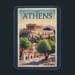 Athens Greece Illustration Travel Art Vintage Magnet<br><div class="desc">Athens retro vector travel design. The city is still dominated by 5th-century BC landmarks,  including the Acropolis,  a hilltop citadel topped with ancient buildings like the colonnaded Parthenon temple.</div>