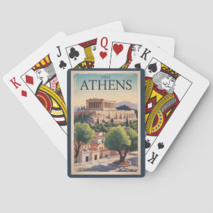 Athens Greece Illustration Travel Art Vintage Playing Cards