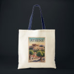 Athens Greece Illustration Travel Art Vintage Tote Bag<br><div class="desc">Athens retro vector travel design. The city is still dominated by 5th-century BC landmarks,  including the Acropolis,  a hilltop citadel topped with ancient buildings like the colonnaded Parthenon temple.</div>