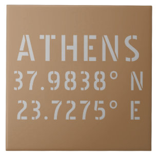 Athens Greece Latitude Longitude Ceramic Tile