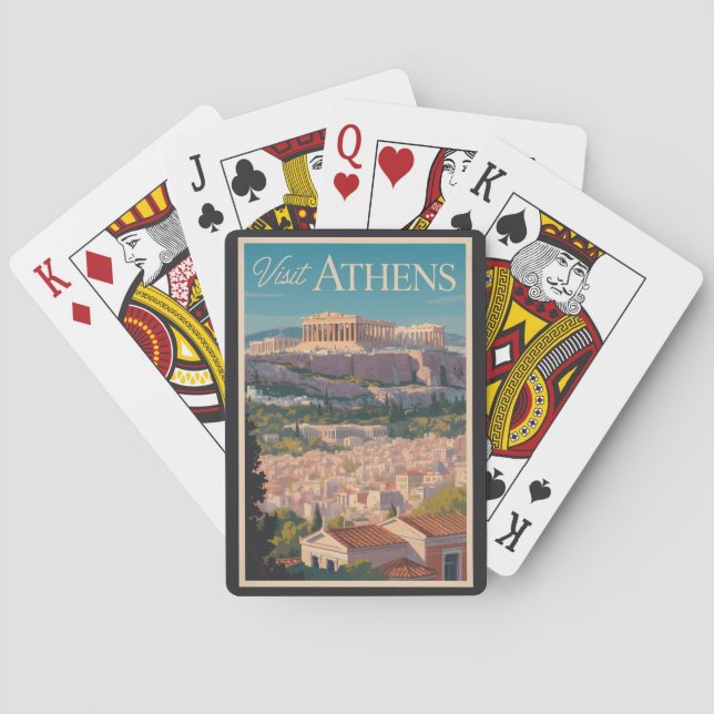 Athens Greece Parthenon Travel Art Vintage Playing Cards (Back)