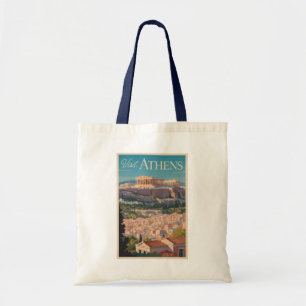 Athens Greece Parthenon Travel Art Vintage Tote Bag
