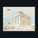 Athens Greece Postcard – Ancient City Travel<br><div class="desc">Athens Greece Postcard – Ancient City Travel Souvenir, Acropolis Landmark vintage illustration Card Capture the beauty and history of one of the world's oldest cities with this Athens, Greece postcard. Featuring a stunning view of the ancient city and its iconic Acropolis, this postcard is a perfect souvenir for travelers, history...</div>