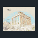 Athens Greece Postcard – Ancient City Travel<br><div class="desc">Athens Greece Postcard – Ancient City Travel Souvenir, Acropolis Landmark vintage illustration Card Capture the beauty and history of one of the world's oldest cities with this Athens, Greece postcard. Featuring a stunning view of the ancient city and its iconic Acropolis, this postcard is a perfect souvenir for travelers, history...</div>