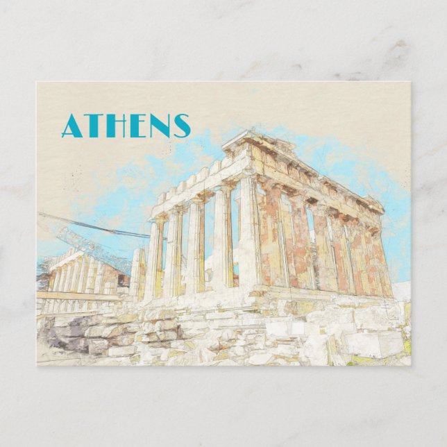 Athens Greece Postcard – Ancient City Travel (Front)