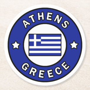 Athens Greece Round Paper Coaster