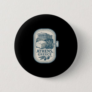 Athens Greece Souvenir Greek Cheese And Travel Des 6 Cm Round Badge