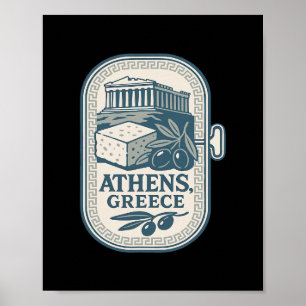 Athens Greece Souvenir Greek Cheese And Travel Des Poster