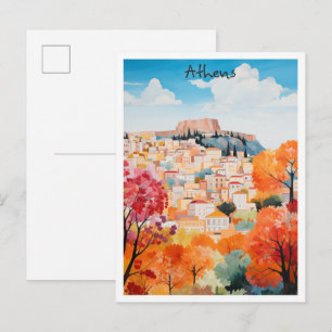 Athens Greece Travel City Aesthetic Postcard