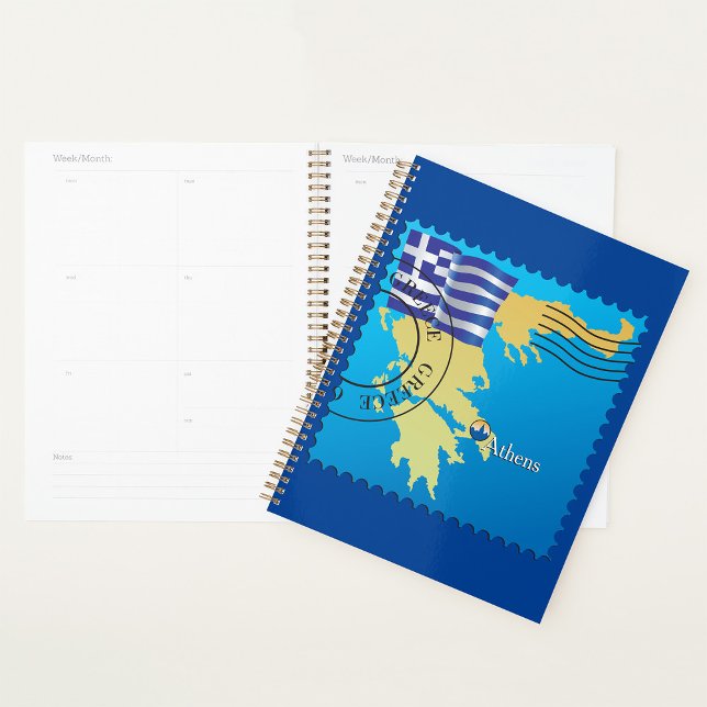 Athens Greece Travel Stamp Greek Flag and Map  Planner (Creator Uploaded)