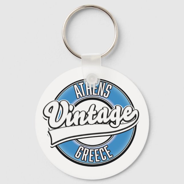 Athens Greece vintage logo Key Ring (Front)