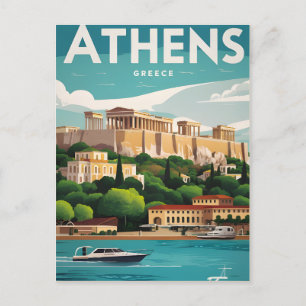 athens greece vintage postcard