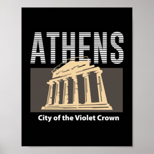 Athens Greece Vintage Travel Landmark Design Poster