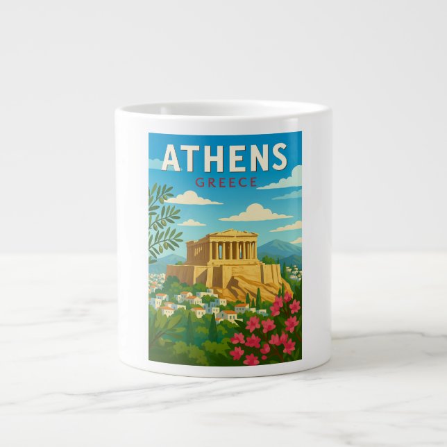 Athens Greece Vintage Travel Mug | Parthenon  (Front)