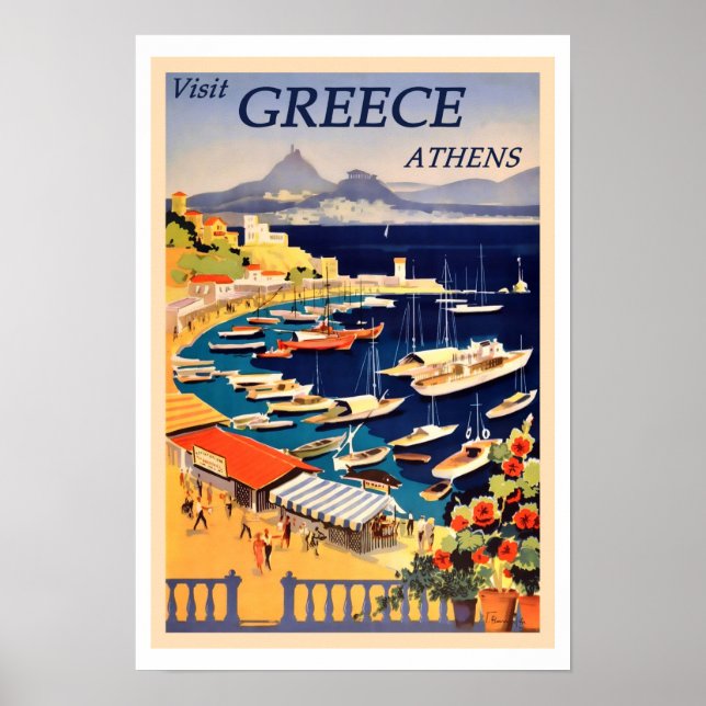 Athens, Greece Vintage Travel Poster (Front)