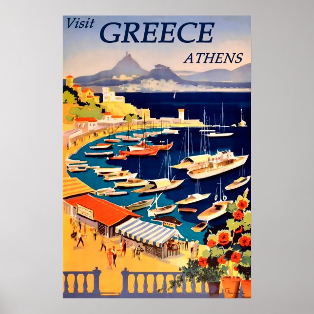 Athens, Greece Vintage Travel Poster (Front)