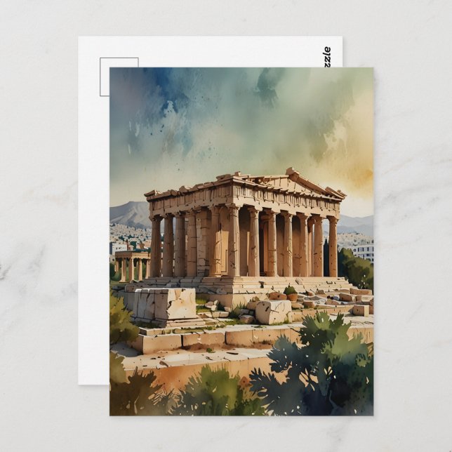 Athens Greece watercolor art Postcard (Front/Back)