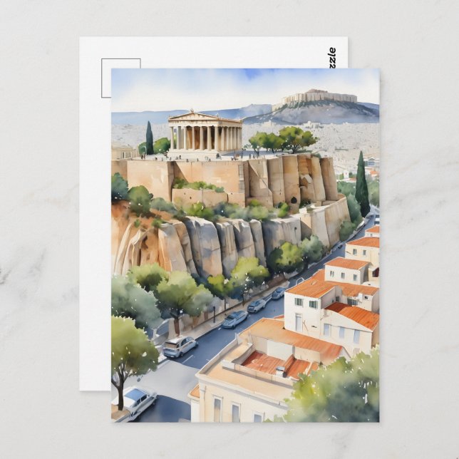 Athens Greece watercolor art Postcard (Front/Back)