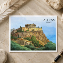 Athens Greece Watercolor Postcard | Historic Views