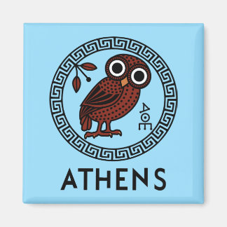 Athens, Greece with Athenian Owl & Meander Pattern Magnet