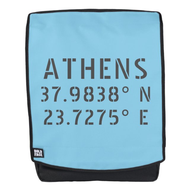 Athens Latitude Longitude Backpack (Front)
