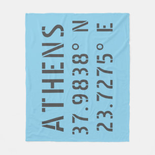 Athens Latitude Longitude Fleece Blanket