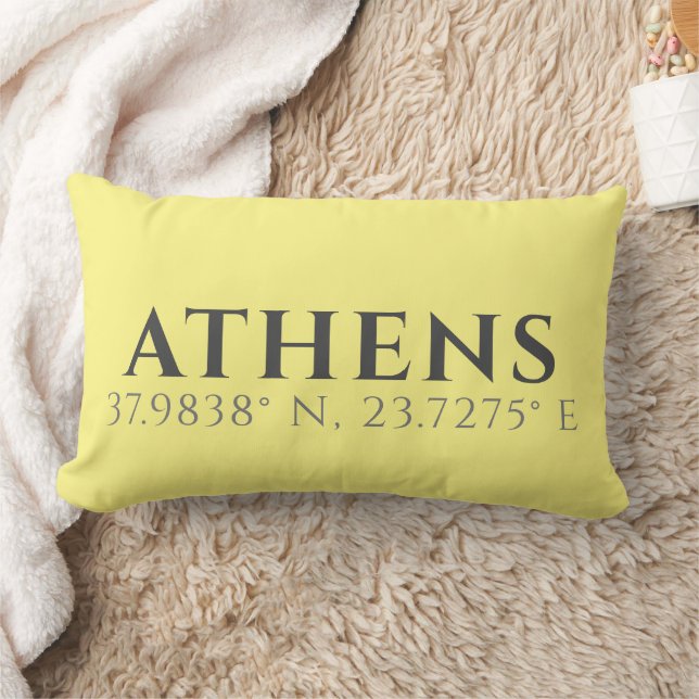 Athens Latitude Longitude  Lumbar Cushion (Blanket)