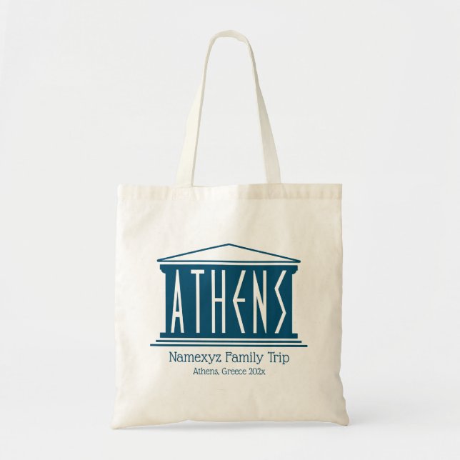 Athens Logo Typography Family Trip to Greece Tote Bag (Front)