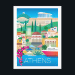 Athens Postcard<br><div class="desc">Max & Oscar's original and exclusive art includes icons and landmarks of your favourite spot! Dimensions: 5.6" L x 4.25" H; qualified USPS postcard size High quality, full-colour, full-bleed printing on both sides Paper Type: Semi-Gloss produces crisp, vibrant images with exceptional colour and detail 12.5 pt thickness / 110 lb...</div>