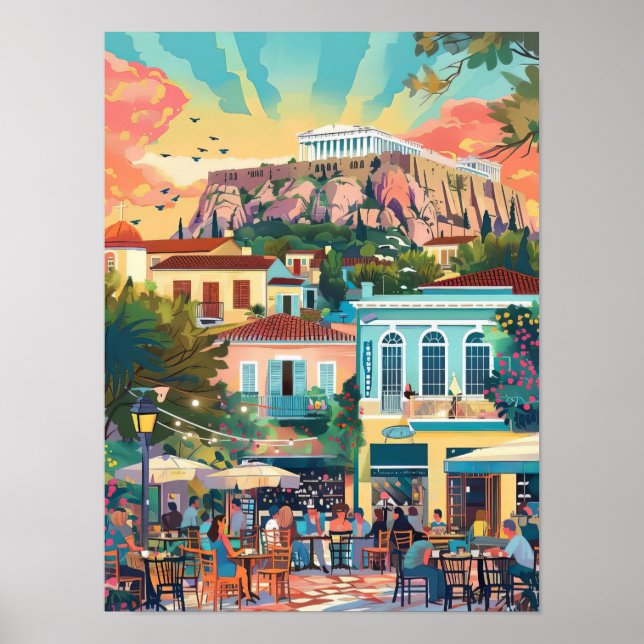 Athens Print Athens Illustration Greece Travel Pos (Front)