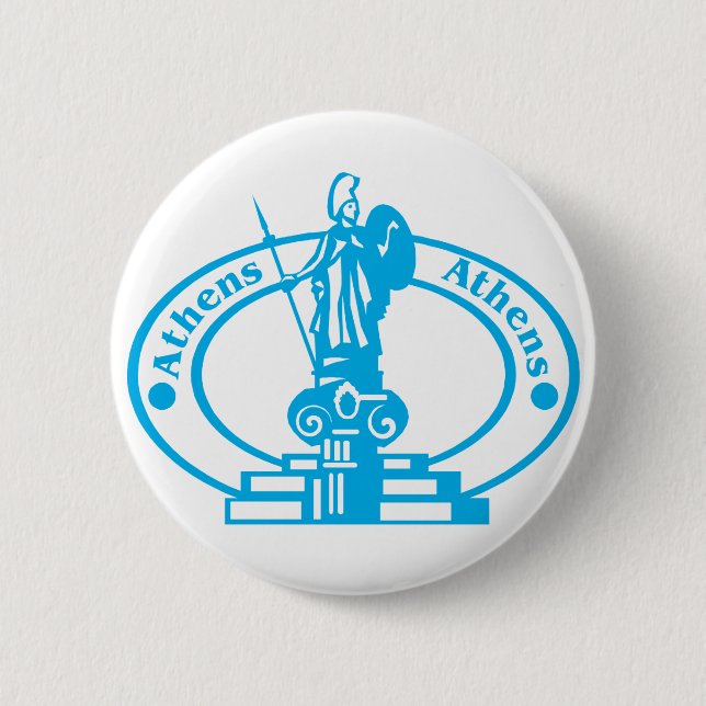Athens Stamp 6 Cm Round Badge (Front)