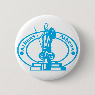 Athens Stamp 6 Cm Round Badge