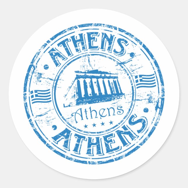 Athens Stamp Classic Round Sticker (Front)